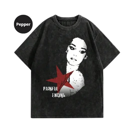 Street Life Men's Summer Letter & Five-Pointed Star Printed Round Neck Short Sleeve Casual T-Shirt, Sweatshirt, Hoodie Size S- 3XL,Gift For Women Top Womenswear Underwear Humen, Underwear Tshirt Lady Streetwear Human Shortsleeve Shoe Crewneck Tropical