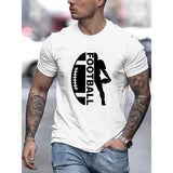 Stylish Football Frenzy Print Tee - Breathable, Soft, Casual Short Sleeve T-Shirt for Summer - Perfect for Men's Everyday Wear Made in USA