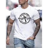 Stylish Man of God Crew Neck T-Shirt - Fashionable Short Sleeve Sports Tees for Men - Comfortable, Versatile, and Athletic Fit for Summer and Spring, Ideal as Gifts Made in USA