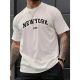 Summer Casual Pure Cotton Crew Neck Printed T-Shirt for Men - Soft, Breathable, Slight Stretch Fabric - Machine Washable, Regular Fit, Perfect for Everyday Wear Made In USA