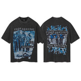 Summer High Street Fashion Brand VINTAGE Retro Distressed Vintage Rock Band American Style Loose Fit Unisex T-Shirt