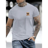 Summer Street Style: Men's Casual Round Neck T-shirt with Teddy Bear Print Menswear Top