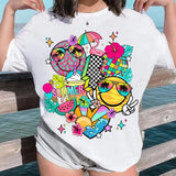 Summer Vibes Dalmatian Dots Tshirt, Smiley Face Tee, Bright Doodle, Lake Days Tshirt, Hello Summer, Beach Girl, Schools Out, Unisex T-Shirt, Gifts For Friend, Short Sleeve Tee Shirt, Gifts For Birthday