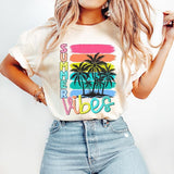 Summer Vibes T-Shirt, Bright Doodle, Beach Vibes T-Shirt,Lake Days T-Shirt,Hello Summer T-Shirt,Beach T-Shirt, Vacation,Tropical Palm Tree T-Shirt,Ocean Sunset T-Shirt