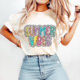 Summer Vibes T-Shirt, Summer T-Shirt, Bright Doodle, Dalmatian Dots, Retro Summer T-Shirt, Hello Summer T-Shirt, Beach T-Shirt