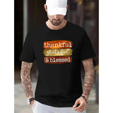 Short Sleeved 'Thankful Grateful & Blessed' Casual Comfy T-Shirt for Men, Versatile Leisure Tee Top for Everyday Spring/Summer Wear Made in USA