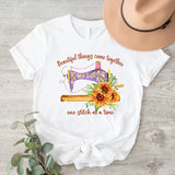Sunflower Sewing Shirt, Beautiful Things Come Together T-shirt, Quilter Birthday Gift Tee, Sew Lover Tee, Floral Sewing Machine Shirt