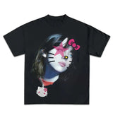 Super Star Kityy Billiie EyelashGraphic Big Face Rap Tee Shirt Retro Top Streetwear