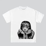 Super Star The Queen of RB Sisza Kityy Big Face Rap Tee Shirt Retro Top Streetwear