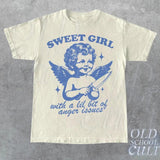 Sweet Girls With Anger Issues Graphi T-Shirt, Retro Unisex Adult T Shirt, Vintage Angel T Shirt, Nostalgia T Shirt, Relaxed Cotton Tees