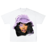 Sza Purple Rap Star Graphi Rap Tee Shirt Crewneck Streetwear