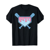 T-Shirt - Fun Ice Cream Softball & Baseball Design, Cotton Men's Tee, Casual Wear for Sports Fans Made in USA