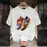 T-Shirt Recommendations, Stylish Summer Trends, The Most,Thick Cotton,Summer Holiday,Retro Fashion,Printed Design,Loose,Couple Friendly,Half Sleeve Clothing Womenswear Embroidered Suits