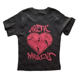T-shirt Y2k Clothes Aesthetic Cute Emo girl Slim Crop Top Gothic Punk Baby Tee Vintage Street Women Letter Heart Print Grunge