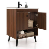 Modern, Mid-Century, Walnut Wood, Bathroom Vanity, Sink Faucet, Pop-up Drain