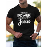 THERE IS POWER IN THE NAME OF JESUS. Printed Men'S Heavy 100% Cotton Round Neck Short-Sleeved T-Shirt, Casual T-Shirt, Fashion Comfortable Breathable Light Summer Top Made in USA