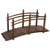 7.5 Ft, Wooden, Garden, Arc, Bridge, Hand Rails, Natural