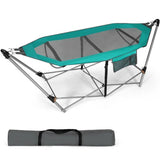 Green, Portable, Camping, Foldable, Hammock, Stand, Carry Case, Turquoise