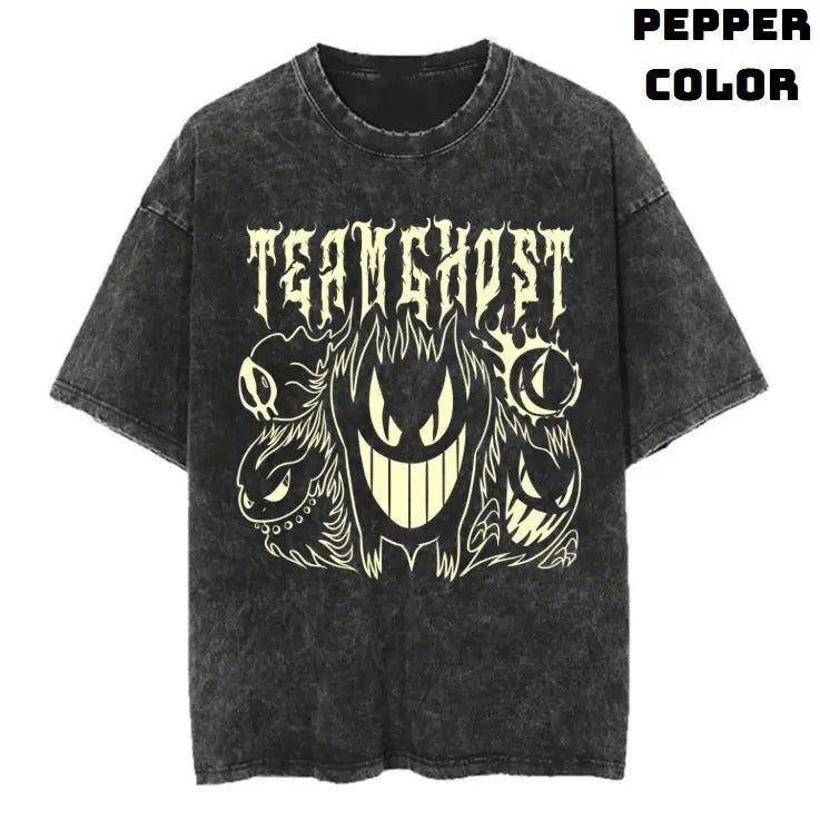 Team Ghost Vintage Graphic Tees, Gengar T-Shirt, Pokemon Shirts, Vacation Outfits, Unisex Anime Manga Shirt Top Menswear Streetwear Womenswear
