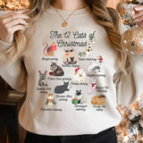 The 12 Cats of Christmas Sweatshirt,Cute Christmas Cats Shirt, Christmas Cat Mom Shirt, Xmas Cats,Cat Lover Christmas Sweater,Cat Owner Gift