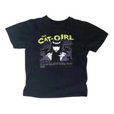 The Cat Girl Baby Tee, Harajuku Y2K Vintage Women Trash Short Sleeve, Punk Streetwear, Grunge Crop Tops, Women's Vintage T-Shirt, Gift For Girlfriend Cotton Womenswear