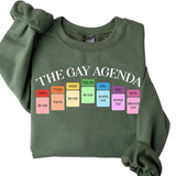 The Gay Agenda Sweatshirt, Gay LGBT Crewneck Casual Long Sleeve Sweatshirt, Bisexual Sweater, Lesbian Shirt Hoodie Motocross Menswear Tops
