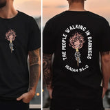 The People Walking In Darkness Tee Pure Cotton Casual Street Style Crew Neck Short Sleeve T-Shirt Tops Trendy For Women For Men, Perfect Gift