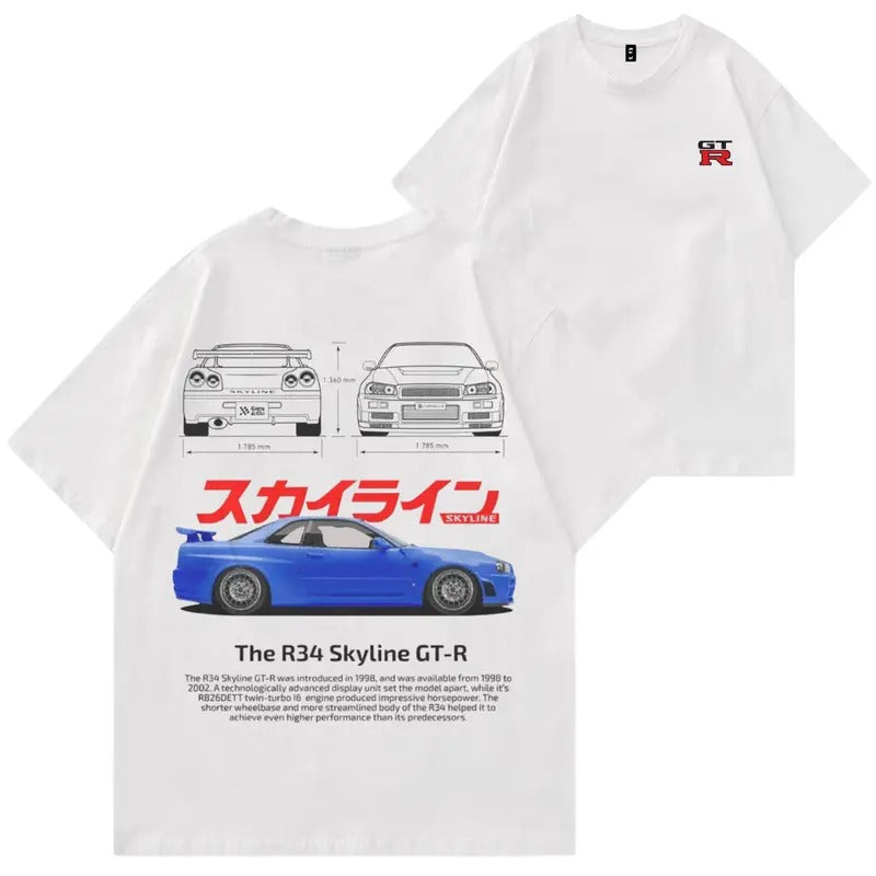 The R34 Skylinee T-shirt, Hoodie, Sweater, Car Enthusiast Shirt, Car Clothing, 90's Car, Unisex, Street Racing Shirt, Vintage car shirt, gift for boyfriend
