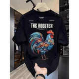 The Rooster Men's T-shirt-Small Neckline T-Shirt, New Arrival, Loose, American Printing, For Men and Women, Short Sleeve, Casual and Versatile, Made of 100% Cotton, 200g Top Womenswear Embroidered Summer Tshirt Streetwear Fabric Comfort Crewneck