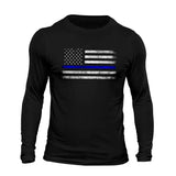 Thin Blue Line Flag USA Police Long Sleeve Men's T-Shirt Casual Classic