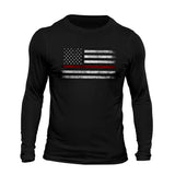 Thin Red Line Flag USA Firefighter Men's Long Sleeve T-Shirt Casual Classic