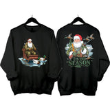 Tis The Season Christmas Santa Claus Hunting Camo Sweater 2 sides for men and women Classic Cotton Menswear Unisex