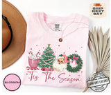 Tis The Season Comfort Colors Shirt, Coquette Bow Christmas Shirt, Retro Christmas Shirt, Girly Christmas Shirt, Merry Christmas