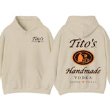 Tito's Handmade Vodka 2-Sided Hoodie T-Shirt, Texas Austin Graphic Pullover, Casual Streetwear for Men and Women, Summer Party Outfit