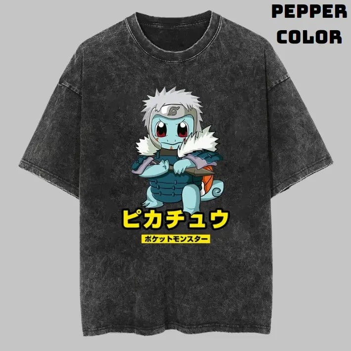 Tobirama Squirtle T-Shirt Vintage Graphic Tees, Pokemon T-Shirt, Naruto Shirts, Unisex Anime Manga Shirt Top Menswear Womenswear Streetwear