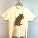 Tropical Parrot Hand printed  Woodcut T Shirt Menswear Cotton Top Streetwear Casual