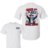 Trump Cowboy T-Shirt, "Make 4th of July Great Again" Graphic with Fireworks & Capitol, Patriotic Look for Independence Day, For Men, For Women
