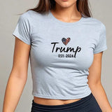 Trump Supporters Croptop Shirt, Patriotic Trump Tee, Trump 2024 Shirt, Heart Design Trump Shirt, EST 2024 Croptop, Trump Election Tee