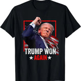 Trump Won Again 2024 Election President 47 th American Flag T-Shirtstyle{n002}2