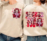 Two-Sides Horror Characters Valentine Bundle Shirt, Sucker For You Shirt, Valentine Horror Shirt, Horror Characters Shirt, Scary Movie Valentine Shirt