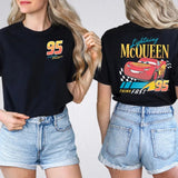 Two Sides Retro Cars Unisex T-Shirt, Lightning 95 Piston Cup T Shirt Comfort Fabric