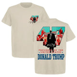 US 47th President Donald Trump Won Again 2024 Graphic T-Shirt - Heavy Cotton Gildan 500, Unisex Election Shirt for Men &amp; Women Crewneck Fabric