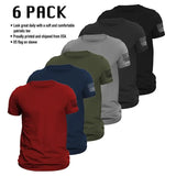 US Patriotic Flag on Sleeve T-Shirt 6 Pack Classic Crewneck Tee Soft Comfortable Everyday Wear Streetwear Top Menswear