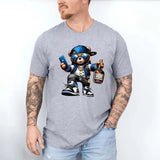 Unisex Men's Cartoon Bear Print Round Neck Tee, Regular Fit Casual Crew Neck Short T Shirt, Unisex Short Sleeve Tee Cotton T-Shirt Menswear Top Underwear