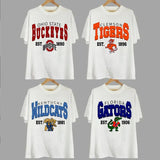 Unisex Vintage University Graphic T-Shirt, Throwback Sports Style Featuring Iconic Campus Mascot Designs, Perfect for NCAA Fans, Gameday Outfits & Casual Streetwear