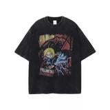 Unisex Washed T-Shirt Streetwear Anime Harajuku Full Metal Alchemist