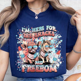 Unisex comfort colors July 4th just here for the snacks and booze short sleeve casual cotton graphic tshirt