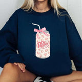 [Up To 5XL] DR. Pepper Sweatshirt, Pink Bow Coquette Dr. Pepper Shirt, Trendy DR Pepper Shirt, Vintage Bow Collage Hoodie Cute Pink Soda Drink Shirt