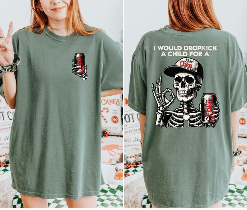 [Up To 5XL] Diet Coke Shirt, Diet Coke Skeleton Shirt, Diet Coke Soda, Gift for Her, Gift for Him, Trendy Graphic Shirt, Halloween Gifts,