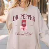 [Up To 5XL] Dr Pepper Sweatshirt Coquette Social Club Vintage Bow Preppy Stuff Girls Trip Soda Funny Christmas Gift for Girlfriends Roommate Best Friend